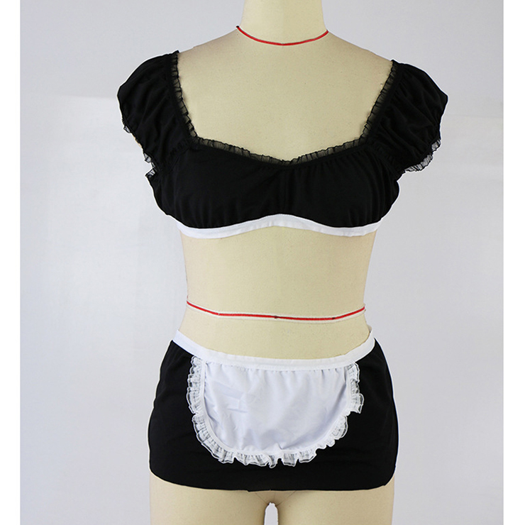 Sexy Adult French Maid Off Shoulder Bra Top And Mini Skirt Anime Cosplay Costume N19278