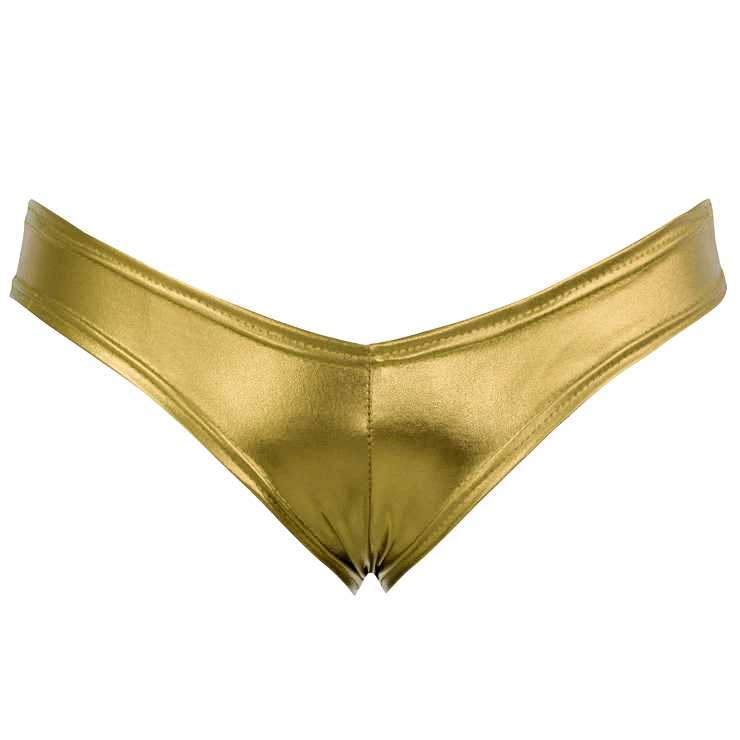 Sexy Gold Faux Leather Panty, Sexy Bodycon Panty for Women, Gold Faux Leather Night Club Panty, Bodycon Leather Panties, Sexy Night Club Bodycon Panty, Low Waist Tight Panties, #PT16478