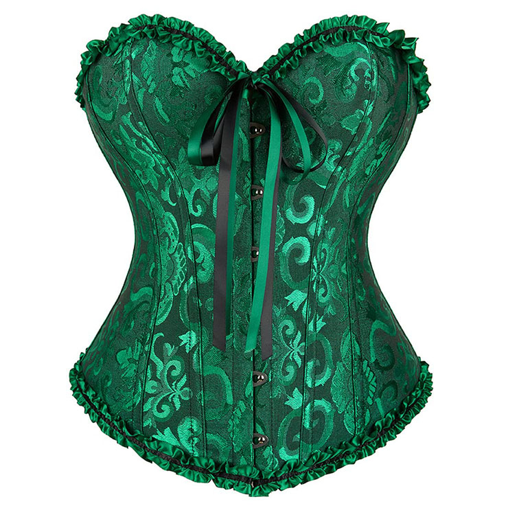 Embroidered Corset, Green Embroidered Corset, Sexy Women Corset, Cheap Green Corset, Floral Brocade Corset, Sexy Green Busk Closure Embroidered Burlesque Corset,#N22779