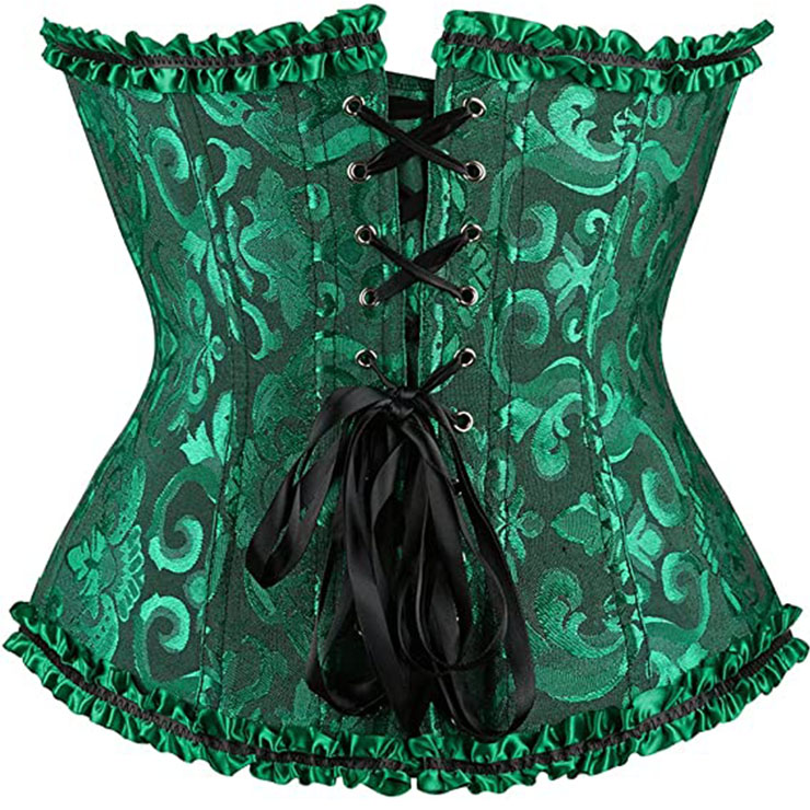 Embroidered Corset, Green Embroidered Corset, Sexy Women Corset, Cheap Green Corset, Floral Brocade Corset, Sexy Green Busk Closure Embroidered Burlesque Corset,#N22779