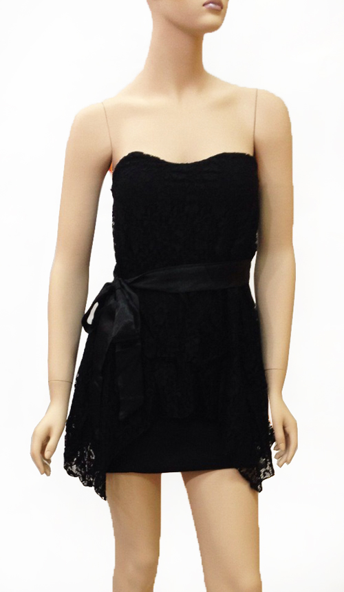 Sexy Hot Sale Black Lace Strapless Mini Dress N10087