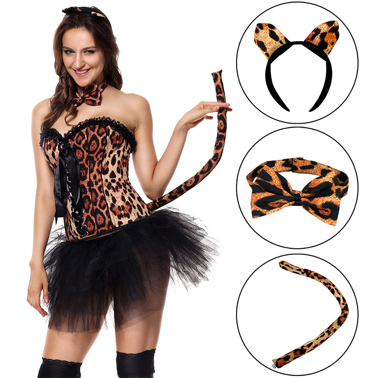 Sexy Leopard Cosplay Set, Leopard Cosplay Set, Fashion Leopard Cosplay, Leopard Role Play Set, Sexy Leopard Ears and Tail Set, #J18152