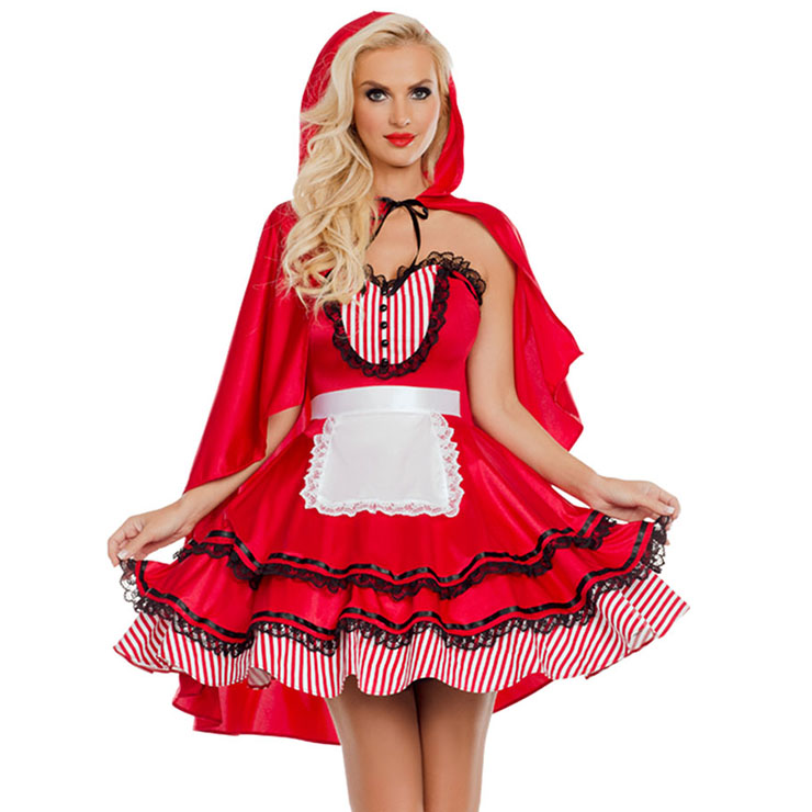 Sexy Women's Little Red Riding Hood Mini Dress Cosplay Costume N18684