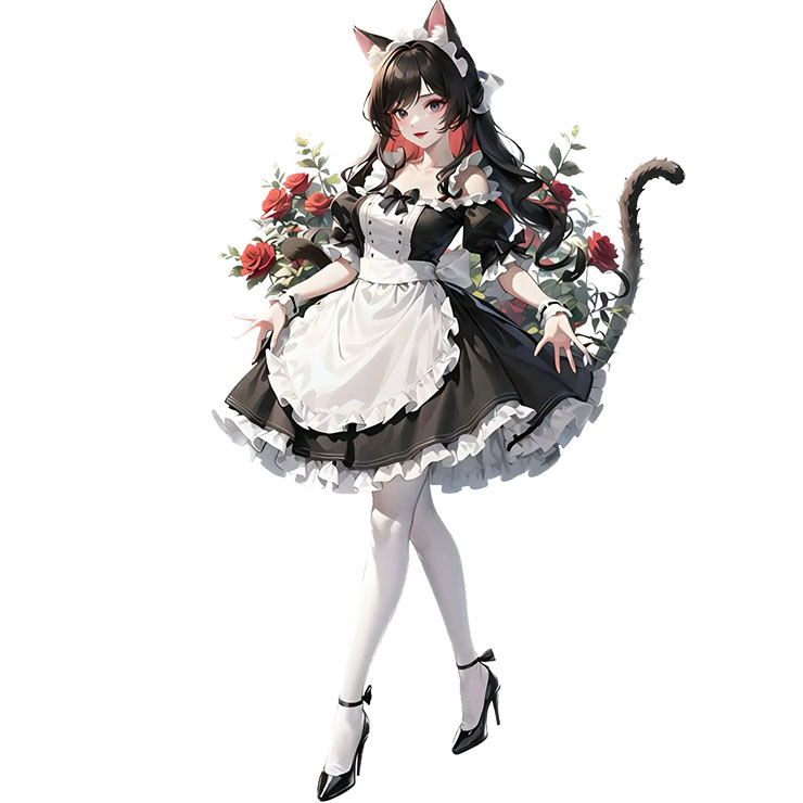 Hot Cat Costume, Sexy Cat Housemaid Mini Dress, Sexy Animal Cosplay Costume, Sexy Cat Uniform Halloween Costume, Lovely Girl Short Sleeve Cat Housemaid Mini Dress ACGN Cosplay Costume,#N22944