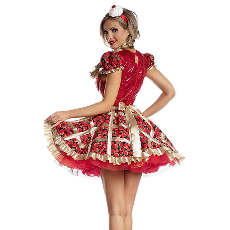 Sexy Strawberry Girl Costume, Sexy Strawberry Pie Costume, Sexy Food Adult Costume, Sexy Maiden Cosplay Costume, Adorable Japenese Anime Housemaid Costume, Halloween Maid Cosplay Adult Costume, #N21831