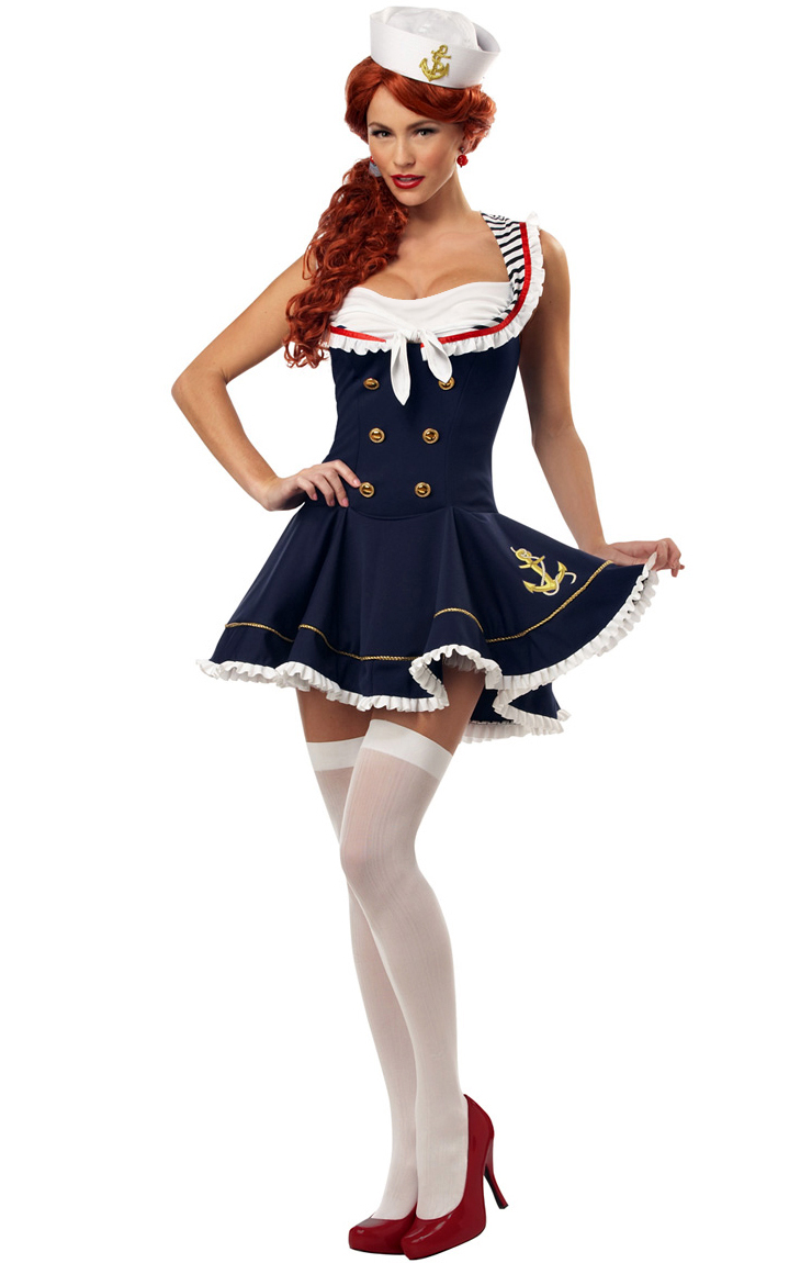 Sexy Nautical Costume, Nautical Sailor Girl Costume, Adult Sailor Girl Costume, Sailor Halloween Costume, Nautical Doll, #N4950