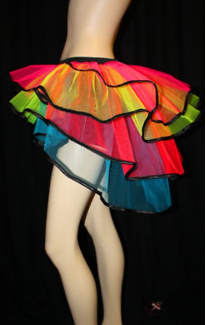 Layers Ruffles Ribbon Edge Tail Skirt, More Layer Rainbow Petticoat, Rainbow  Asymmetric Petticoat,  #HG9348