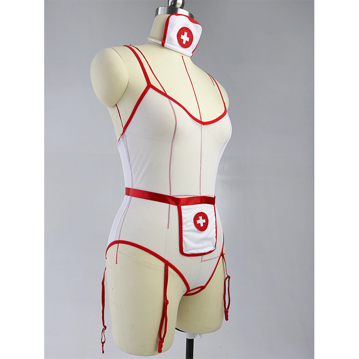 Hot Nurse Costume, Sexy Nurse Lingerie, Sexy Nurse Cosplay Costume, Nurse Teddy Lingerie, Sexy Nurse Uniform, Nurse Temptation Costume, #N19269