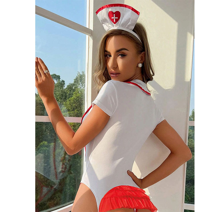Hot Nurse Bedroom Costume, Sexy Nurse Lingerie, Sexy Nurse Cosplay Costume, Nurse Cosplay Lingerie, Nurse Chemise Lingerie White,Sexy Open Cut Chemise Nurse Lingerie Nurse Cosplay Costume  #N23288