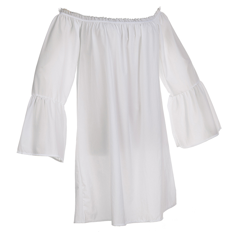 Elastic White Shirt, Cotton Blouse, Long Blouse Top, Cotton Blouse, Victorian Blouse, Sexy Tonic, Sexy Off the Shoulder Blouse, #N15316