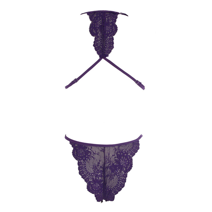 Sleepwear Bodysuit for Women, Sexy Bodysuit Teddy Lingerie Purple, Cheap Lace Babysuit Lingerie, Floral Lace Babysuit Lingerie, Purple Teddy lingerie for women, Teddy Lingerie Cutout, #N16506