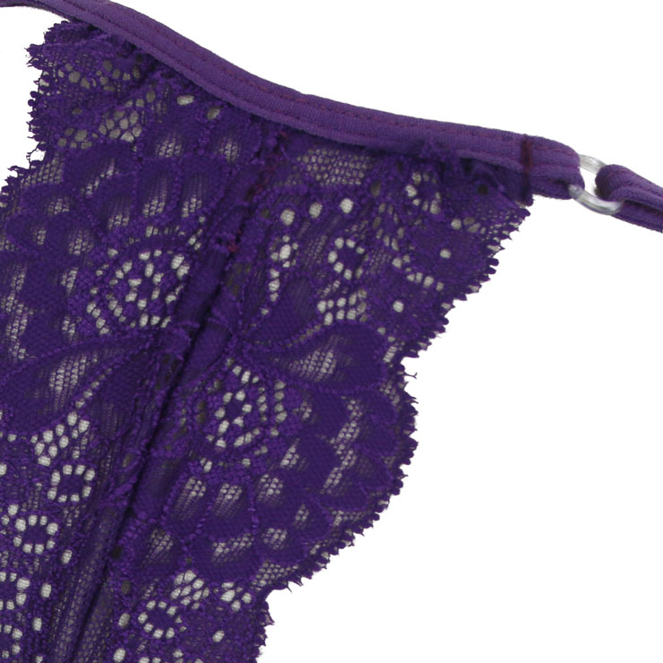 Sleepwear Bodysuit for Women, Sexy Bodysuit Teddy Lingerie Purple, Cheap Lace Babysuit Lingerie, Floral Lace Babysuit Lingerie, Purple Teddy lingerie for women, Teddy Lingerie Cutout, #N16506
