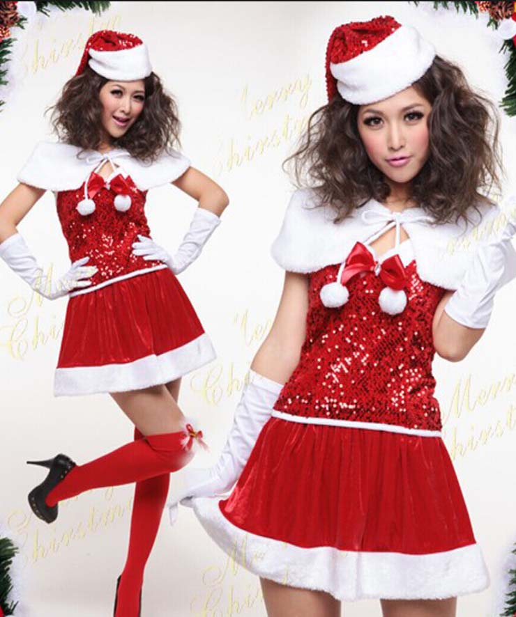 Sexy Red Halter Cosplay Christmas Costume XT9872