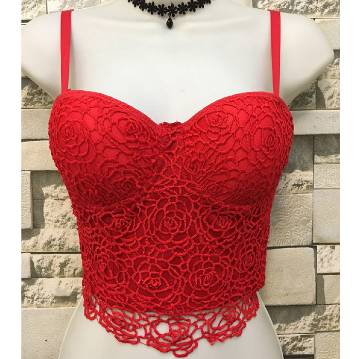 Sexy Red Rose Lace Bustier Corset Crop Top N18817