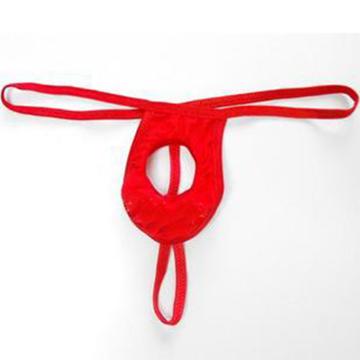 Men's Sexy Red Elastic Open Pouch G-string Brief Thong PT17637