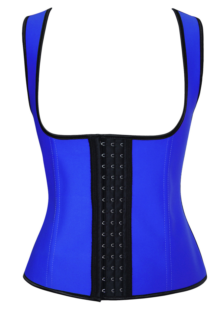 Royalblue Steel Bone Vest Corset, Latex Underbust Corset, Royalblue Underbust Corset, Women