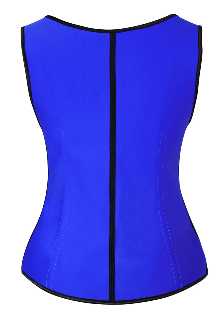 Royalblue Steel Bone Vest Corset, Latex Underbust Corset, Royalblue Underbust Corset, Women