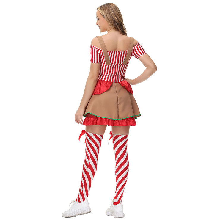 Gingerbread Man Christmas Mini Dress, Sexy Christmas Costume, Red Candy Cane Christmas Costume, Christmas Costume for Women, Cute Christmas Skirt, Miss Santa