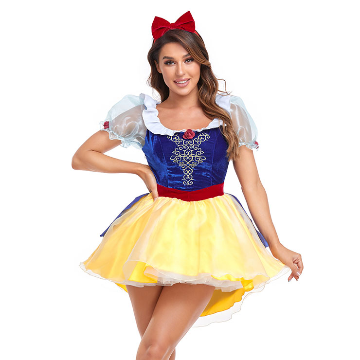 Exclusive Snow White Costume, Sexy Snow White Costume, Disney Snow White Costume, Adult Snow White Costume, Storybook Princess, Lady Cosplay Costume, Lovely Dream Lady Short Sleeve Snow White Skirt Cosplay Halloween Costume,#N22770