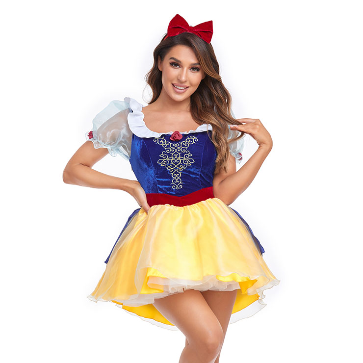 Exclusive Snow White Costume, Sexy Snow White Costume, Disney Snow White Costume, Adult Snow White Costume, Storybook Princess, Lady Cosplay Costume, Lovely Dream Lady Short Sleeve Snow White Skirt Cosplay Halloween Costume,#N22770