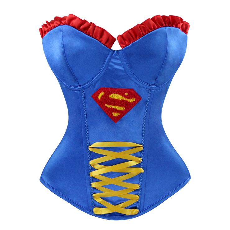 Women's Strapless Underwire Cup Plastic Boned Superwomen Halloween ...