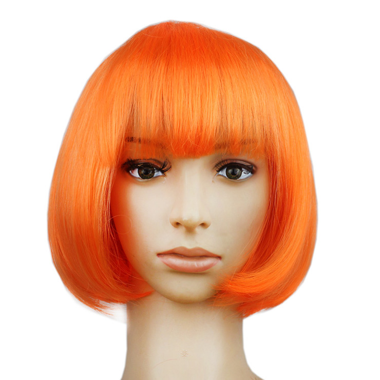 Women's Fashion Orange Short Bob Hair Cosplay Party Wigs MS16101
