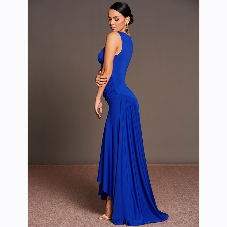 Women's Sleeveless Deep V Neck Asymmetric Maxi Dress N15592