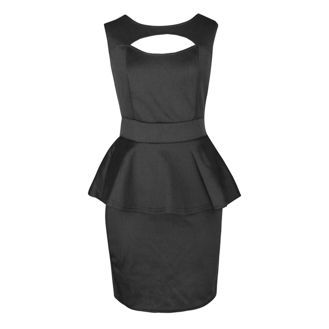 Sophisticated Upper Chest Hole Peplum Dress N8675