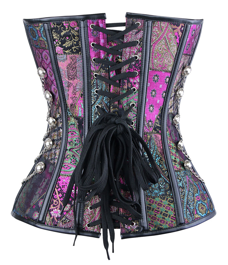 Steampunk Corset for Women, Spiral Steel Boned Retro Overbust Corset, Gothic Purple Outerwear Corset Top, Plus Size Corset, #N11288