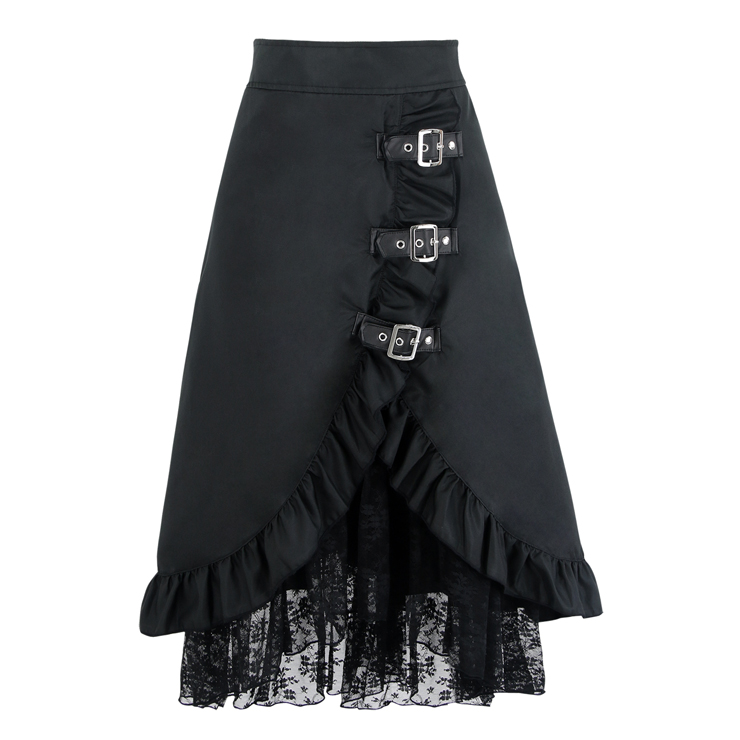 Steampunk Gothic Gypsy Hippie Clothing Vintage Black Lace Skirts N11116