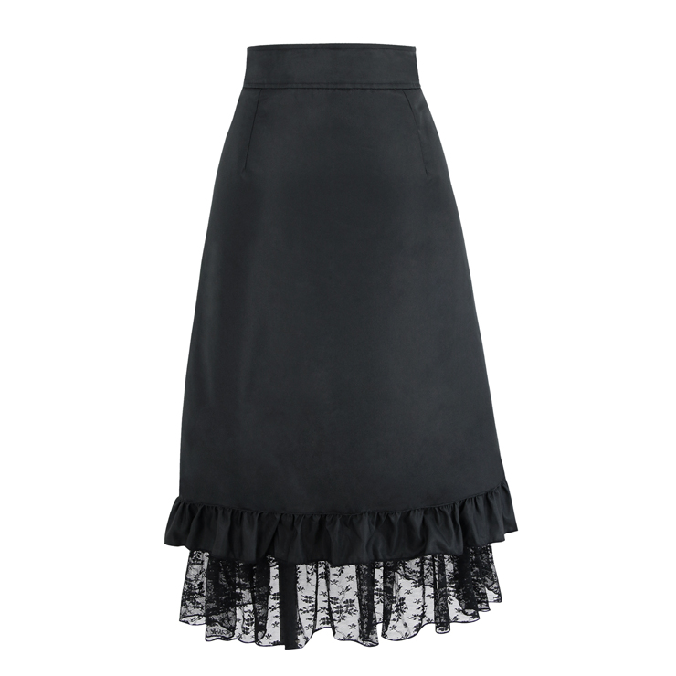 Steampunk Black Skirt, Lace Skirt for Women, Gothic Cosplay Skirt, Halloween Costume Skirt, Plus Size Skirt, #N11116