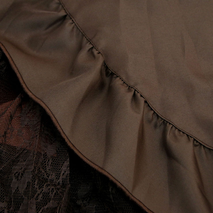 Steampunk Brown Skirt, Lace Skirt for Women, Gothic Cosplay Skirt, Halloween Costume Skirt, Plus Size Skirt, #N14978