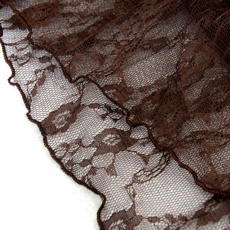 Steampunk Brown Skirt, Lace Skirt for Women, Gothic Cosplay Skirt, Halloween Costume Skirt, Plus Size Skirt, #N14978