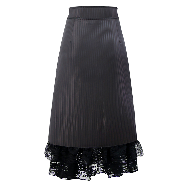 Steampunk Gray Skirt, Lace Skirt for Women, Gothic Cosplay Skirt, Halloween Costume Skirt, Plus Size Skirt, #N13088