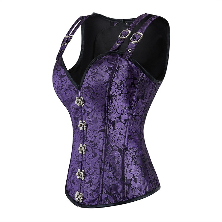 Brocade Gothic Steel Boning Overbust Corset for Halloween, Steampunk Steel Boned Corset Plus size, Steampunk Black Corset for Women, Gothic Overbust Corset Bustier, Waist traning Shapewear, #N23972