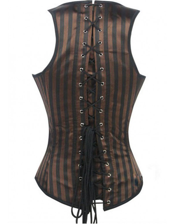 The VM Underbust Corset - Lace-up Red Stripe Steampunk Gothic Corset