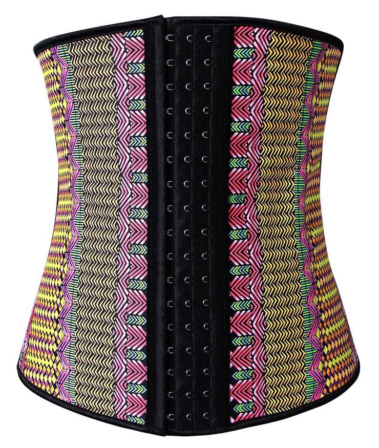 Colorful Steel Bone Underbust Corset, Latex Corset, Fashion Geometric Patterns Underbust Corset, Cheap Women