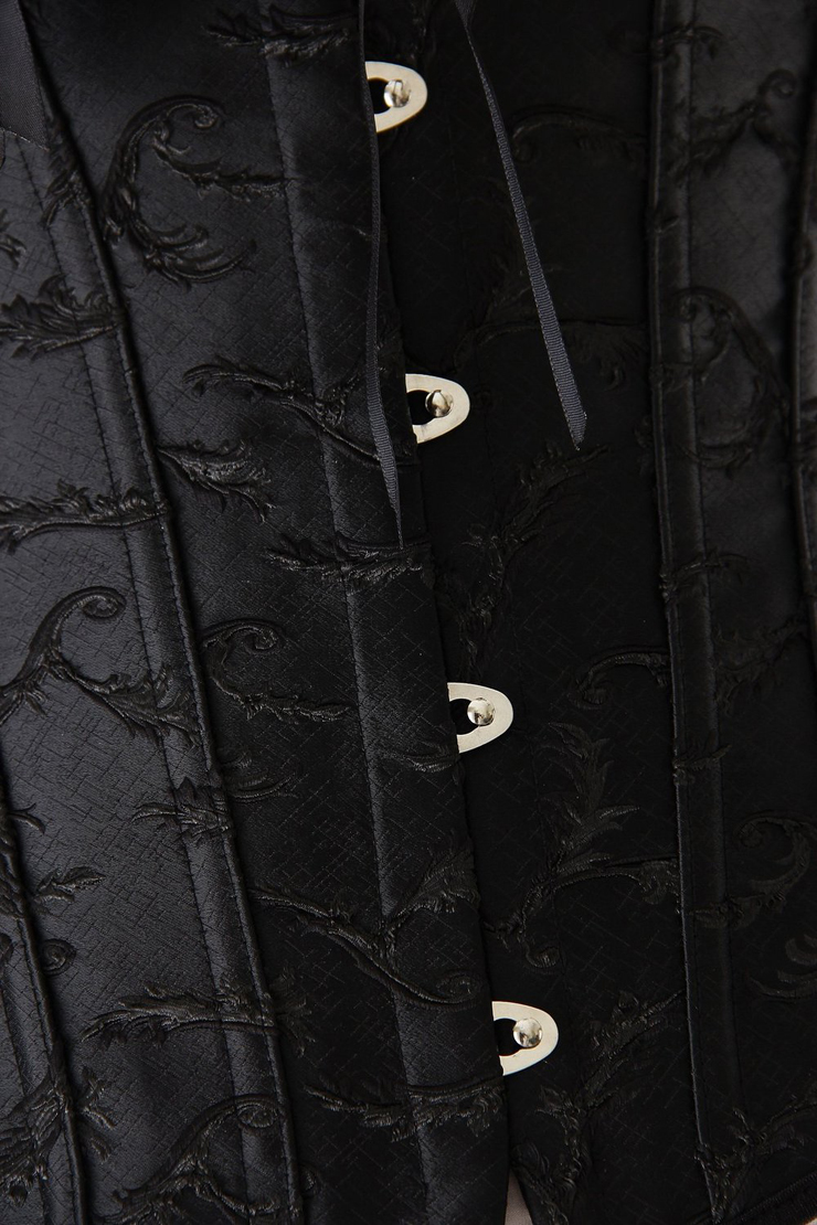 Steel Boning corset, ruffle tie straps corset, embroidered corset, #M4308