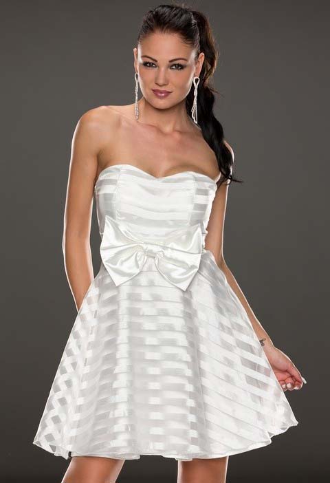 Stunning White Strapless Big Bow Short Dress N10101