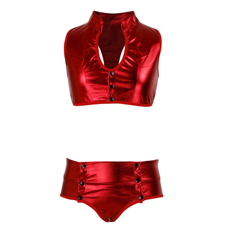 Sexy Red Top Set, Cheap Crop Top and Panties Set, Women
