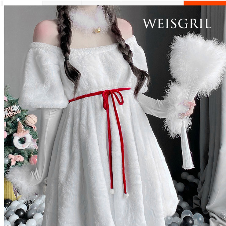 Sweetheart Cutie White Velvet Christmas Miss Costume XT22544