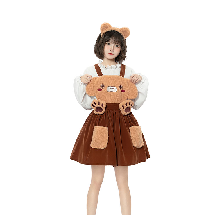 Teddy Bear Costume, Lovely Animal Costume, Sweet Halloween Animal Costume, Animal Halloween Cosplay Costume, Lovely Sweet Teddy Bear Animal Girl Cosplay Halloween Costume, #N22702