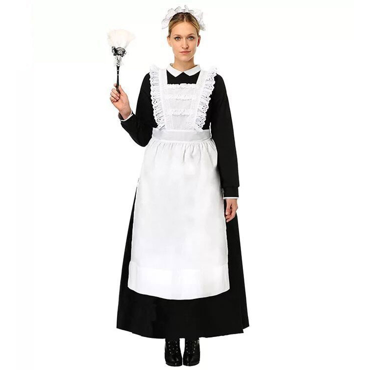 Traditional House Maid Costume, French Maide Costume, 3 Piece Maiden Cosplay Costume, Black and White Maid Costume, Halloween Maid Cosplay Adult Costume, #N16009