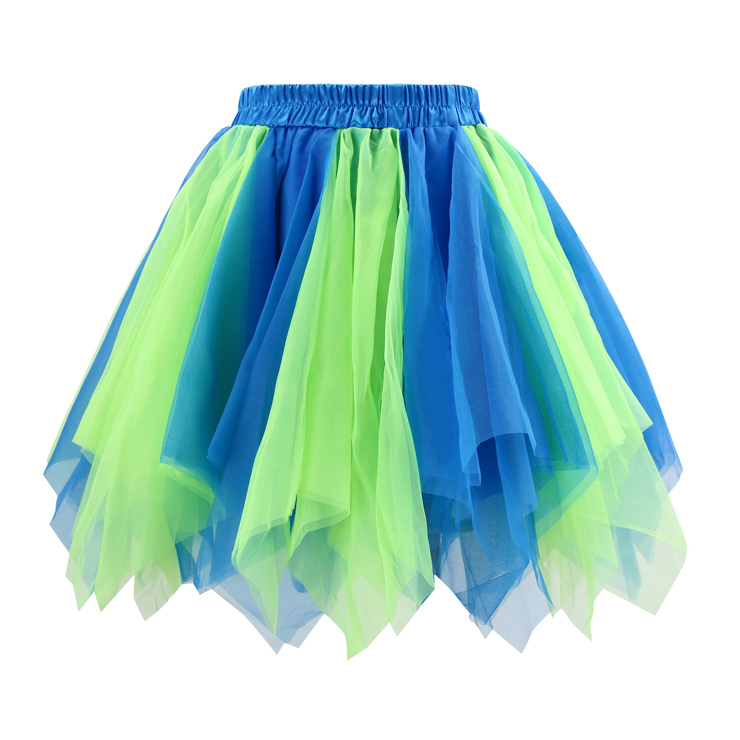 Mesh Skirt, Ballerina Style Skirt, Sexy Tulle Skirt, Tutu Tulle Mini Petticoat, Zigzag Tulle Mesh Skirt, Elastic Tulle Skirt Blue, #HG15003