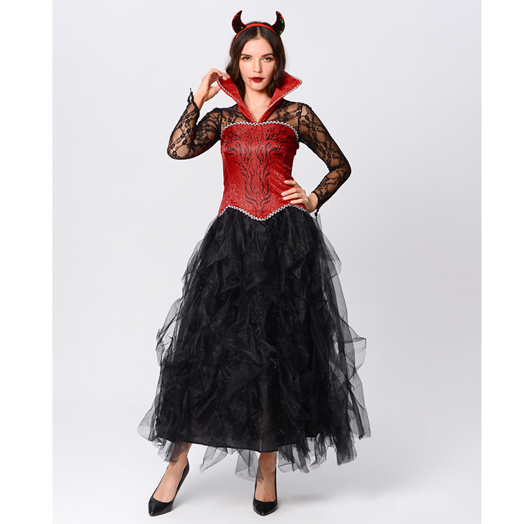 Vampire Halloween Costume, Deluxe Vampire Queen Long Gown Outfit Costume, V...