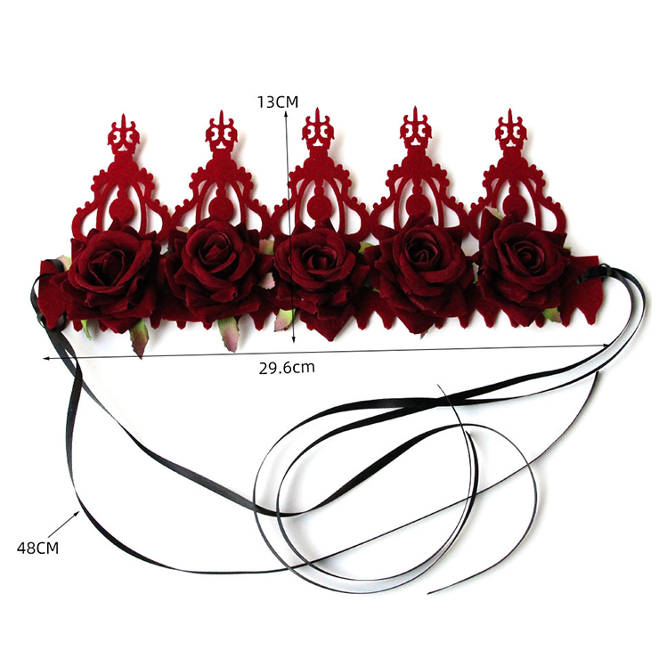 Victorian Red Rose Queen Tiara Headband Christmas Party Accessory ...