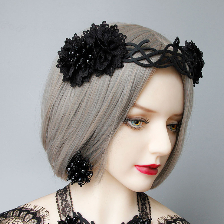 Vintage Headwear, Gothic Style Black Rose Headwear, Victorian Queen Hair Ornament, Vintage Hair Ornament, Casual Hair Accessory, Victorian Headand, Fashion Hair Accessory, #J20104