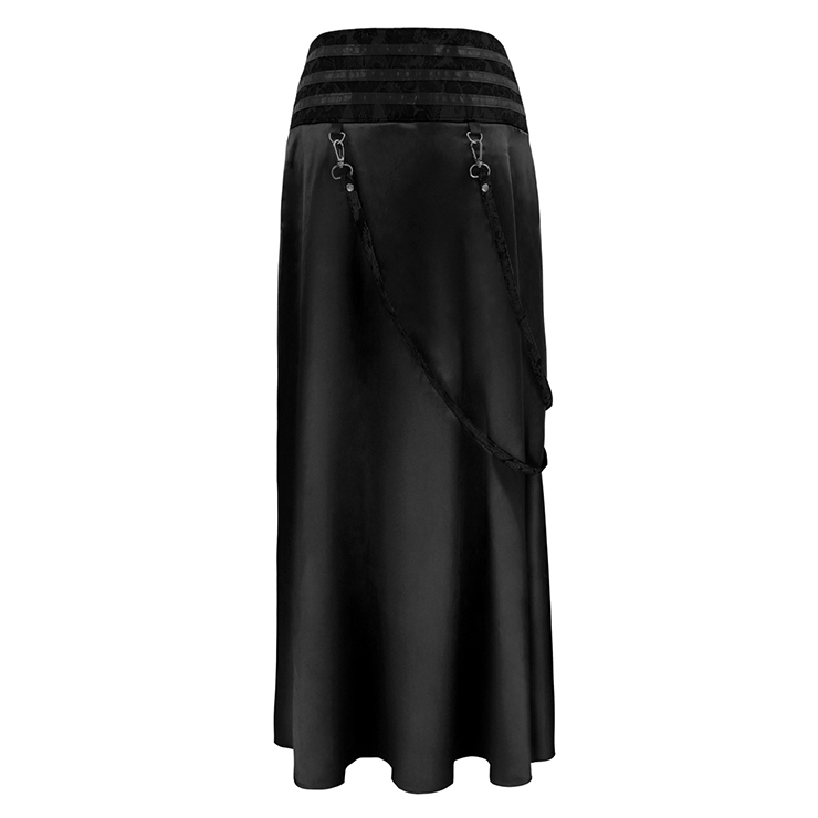 Steampunk Gothic Vintage Black Satin Skirt N12365