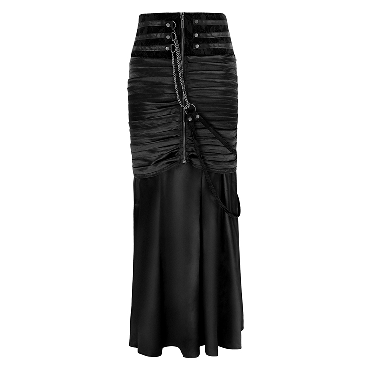 Steampunk Gothic Vintage Black Satin Skirt N12365