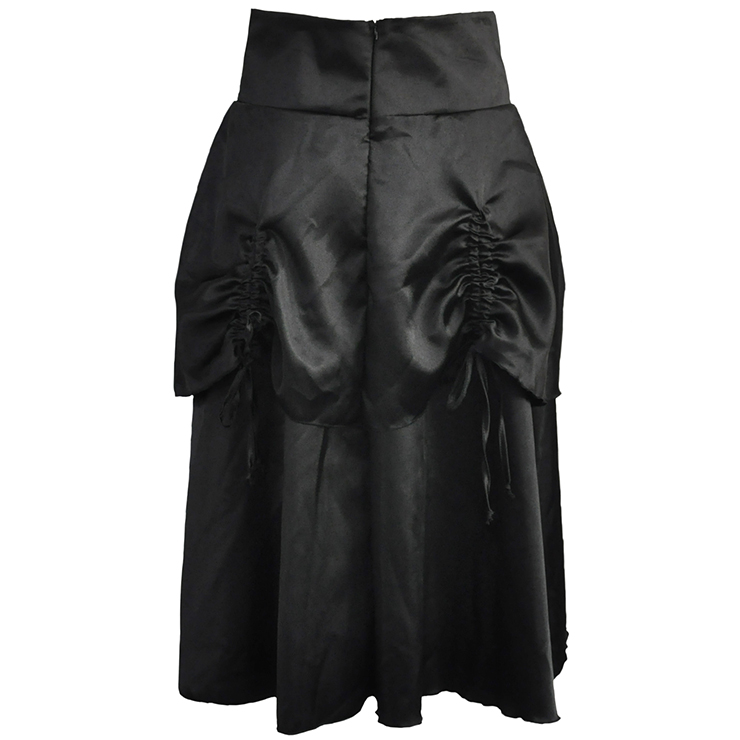 Steampunk Black Skirt, Satin Skirt for Women, Gothic Cosplay Skirt, Halloween Costume Skirt, Plus Size Skirt, Pirate Costume, #N11948